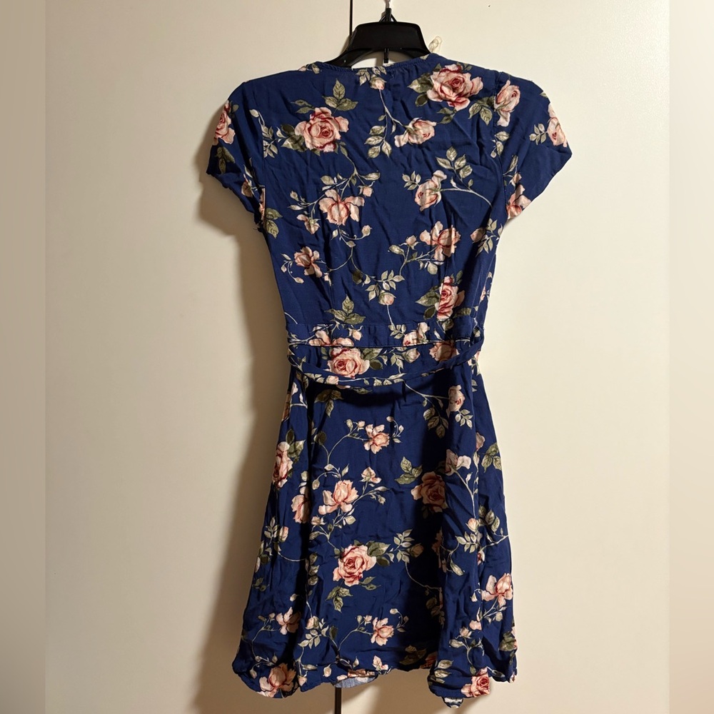 Charlotte Russe Blue Floral Wrap Dress - Picture 3 of 8